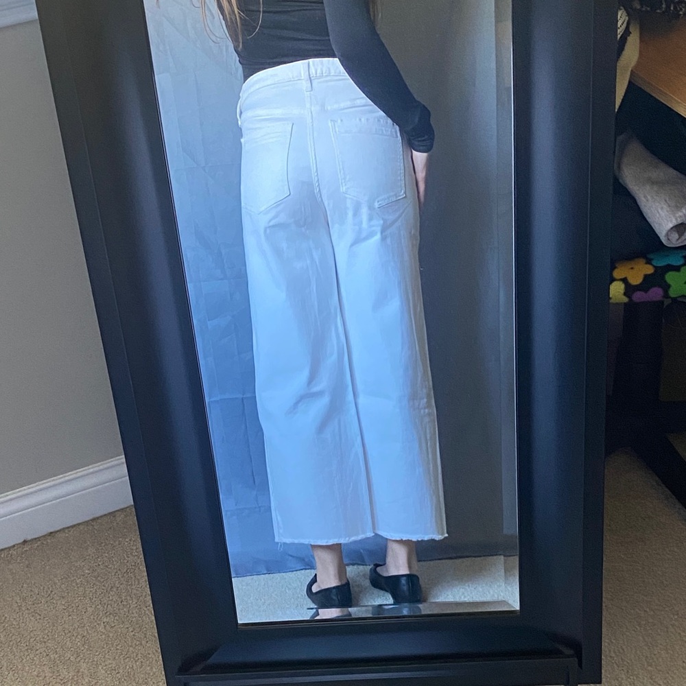 Elegant Banana Republic 29/8 White Button Fly Wide-Leg Crop Jeans - Picture 4 of 9